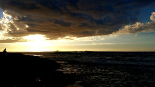 Scenic view of sea against cloudy sky