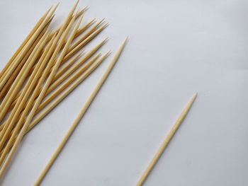 High angle view of corn on table against white background