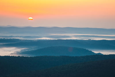 Scenic view of landscape against sky during sunset