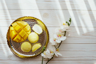 High angle view of food on table