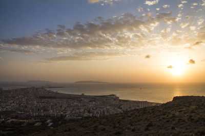 Scenic view of sunset over sea