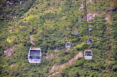 High angle view of overhead cable car on road