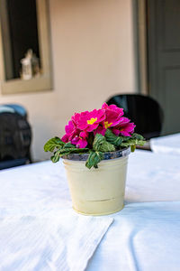 Flower vase on table