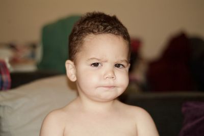 Portrait of cute baby at home