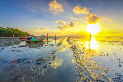 Scenic view of sea during sunset