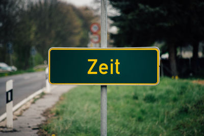 Close-up of road sign