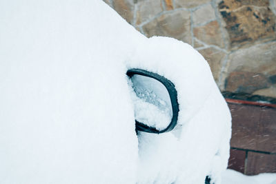 Low section of person on snow covered landscape