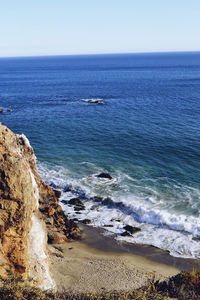 Scenic view of sea against clear sky
