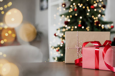 Christmas presents on table