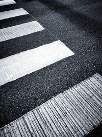 High angle view of zebra crossing on street