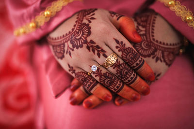 Henna is traditional malay decorative art. close-up.