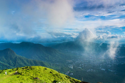 Scenic view of mountains against sky