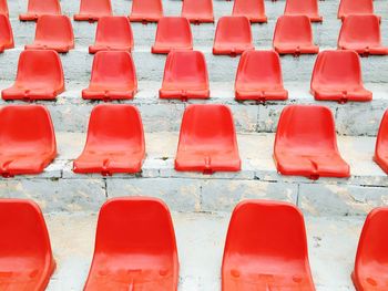 Empty red seats at stadium