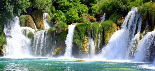 Scenic view of waterfall