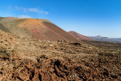 Scenic view of desert against blue sky
