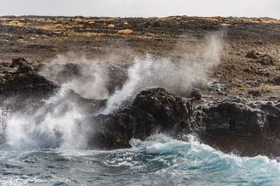 Water flowing through rocks