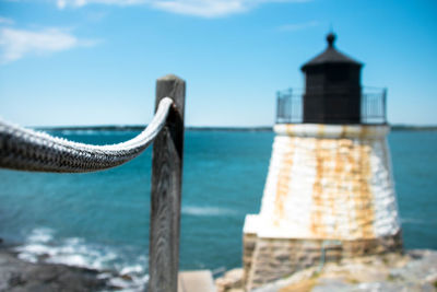 View of sea against building