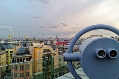 Close-up of binoculars in moscow