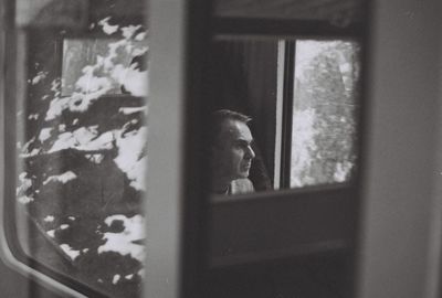 Reflection of window on mirror at home