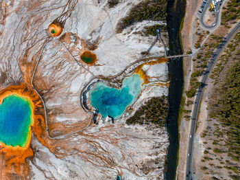 Grand prismatic pool at yellowstone national park colors