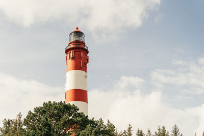 Low angle view of lighthouse amrum against sky