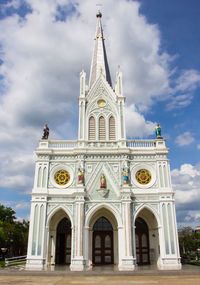 Low angle view of church against cloudy sky