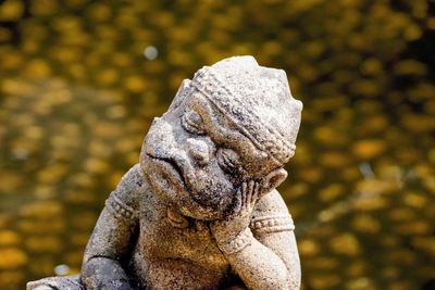 Close-up of monkey statue at temple