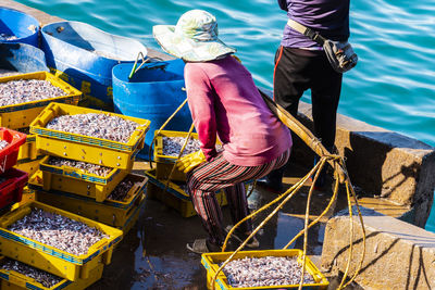 Hired fish transport at nhon ly