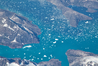 Aerial view of sea and rocks