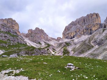 Scenic view of rocky mountains against sky