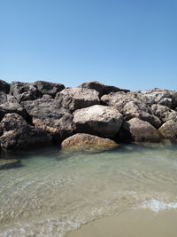 Scenic view of sea and clear sky