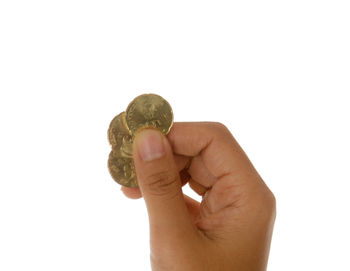 Close-up of human hand against white background