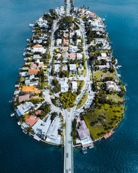 Aerial view of houses on island