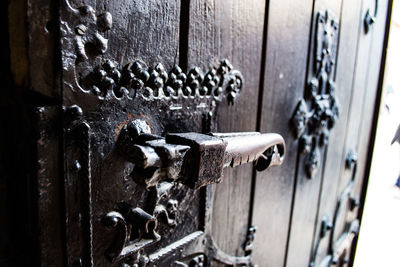 Close-up of closed metal door