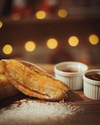 Close-up of food on table