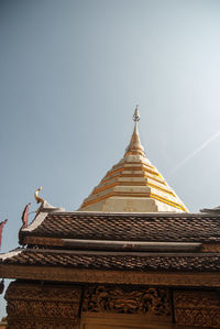 Low angle view of pagoda against sky