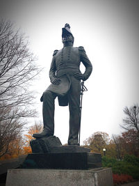 Low angle view of statue against clear sky