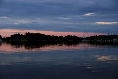 Scenic view of lake at sunset