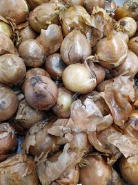 Full frame shot of onions for sale at market