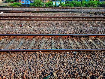 High angle view of railroad tracks