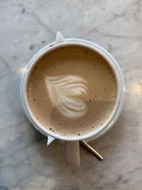 High angle view of coffee on table