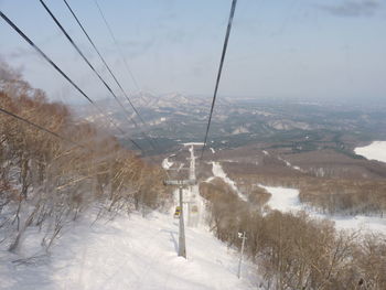 Overhead cable car on mountain