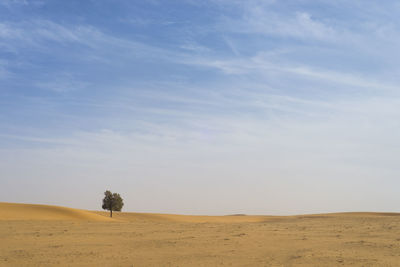 Scenic view of sand dunes against sky