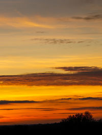 Scenic view of dramatic sky over sea during sunset