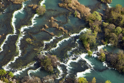 Aerial view of roški slap in krka national park, croatia