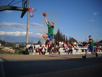 Woman jumping in mid-air