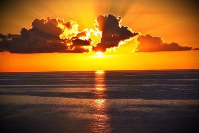 Scenic view of sunset over sea