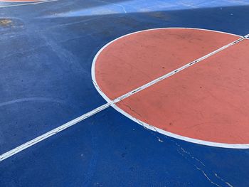 High angle view of basketball court
