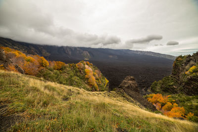 Scenic view of mountains against sky