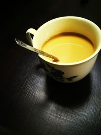 Close-up of tea cup on table